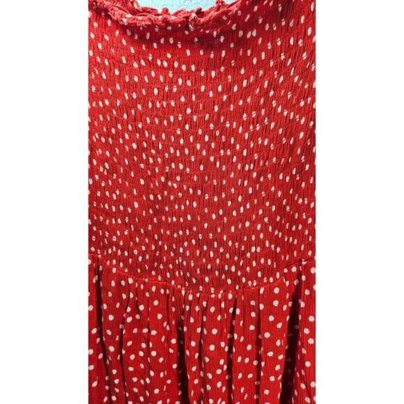 H&M Divided Women's Smocked Red Polka Dot Dress Size 6 - Picture 2 of 8